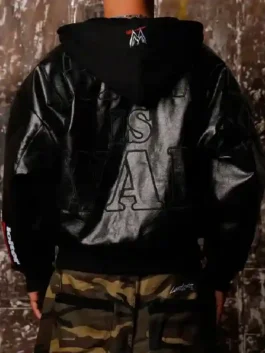 Raw Is War Jacket back design view showcasing the professional high quality logo and seamless tailored finish.