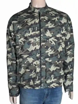 Supreme Vanson Cordura Jacket in a rugged woodland camouflage pattern with embroidered brand patches on the sleeves.