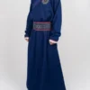 Buy Team Mongolia mens deel online; a blue ceremonial outfit for the 2026 Olympics opening ceremony featuring a belted waist and traditional high collar.