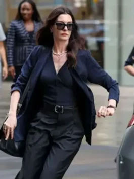 Anne Hathaway Blue Blazer shown in a high quality finish that provides a polished and confident appearance.