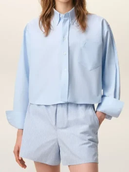 Anne Hathaway The Devil Wears Prada 2 Blue Shirt featuring a professional silhouette and high quality fabric finish.
