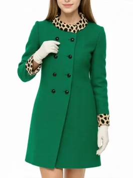 Anne Hathaway The Devil Wears Prada Green Coat shown in a premium finish that highlights the expert tailoring and fit.