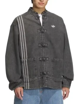 Chinese New Year Dark Grey Denim Jacket in a rich charcoal tone with professional grade embroidery details.