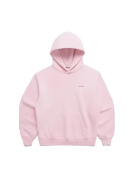 Classic Fleece Hoodie in a soft blush pink shade with a professional high fashion fit and premium texture.