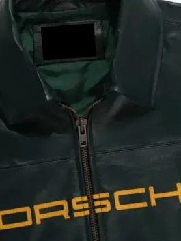 Aime Leon Dore Porsche 993 Leather Jacket featuring a professional dark green finish and high density grain integrity.