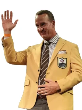 Pro Football Hall of Fame Gold Jacket showcasing the premium honorary crest and professional tailored lines.