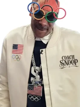 Coach Snoop Team USA White Jacket featuring a professional athletic build and high density team branding details.