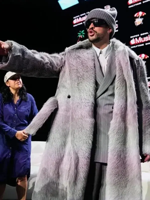 Super Bowl LX Bad Bunny Coat worn during the historic halftime show performance for a legendary look.