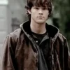 Supernatural Sam Winchester Hooded Jacket shown in a high quality finish that highlights the expert tailoring and fit.