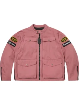 Supreme Cordura Jacket in a vibrant pink finish with professional grade hardware and a sharp high fashion aesthetic.