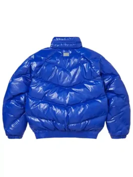 Supreme Schott Puffer Jacket back view highlighting the professional tailored lines and premium material.