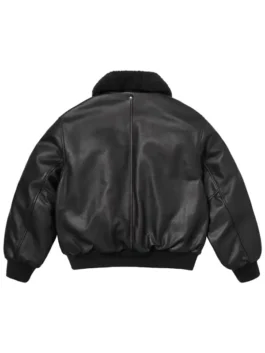 Supreme Schott Shearling Collar Bomber Jacket back view showcasing professional high quality panels and a sleek fit.