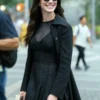 The Devil Wears Prada 2 Andy Sachs Black Coat worn by the character to show the luxurious drape and modern fit.