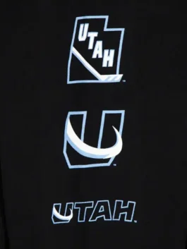 Utah Mammoth Logo Printed Black Hoodie featuring professional high density fleece and a luxury soft lining.