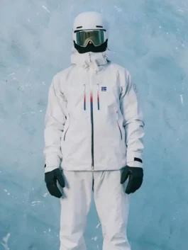Winter Olympics 2026 Team Iceland Jacket featuring a professional insulated build and a sleek white tactical design.