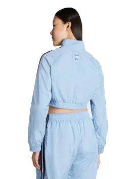 Womens Cropped Track Jacket back view in a vibrant blue with professional high density stitching and a modern fit.