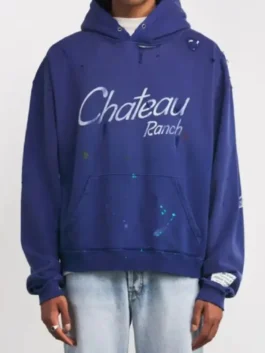 Adam Levine The Voice S29 Chateau Ranch Hoodie in professional blue fleece with a luxury hooded collar.