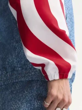Adidas Denim Graphic Track Top sleeves featuring professional stripes and luxury elasticated cuffs.