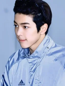 Adidas Keonho Cortis Old School Windbreaker Jacket in professional silver polyester with luxury blue stripes.