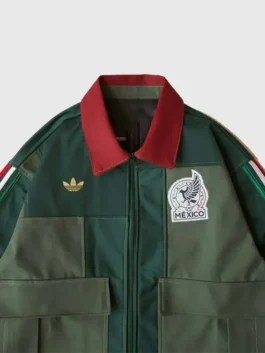 Adidas Mexico Worker Jacket in a professional green finish with luxury adjustable buttoned cuffs.