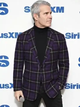 Andy Cohen SiriusXM Purple Blazer in professional purple suiting fabric with a luxury notched lapel style.
