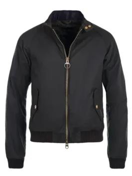 Chicago Med S10 Darren Barnet Black Jacket front view in professional cotton with a luxury snap tab collar.