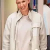 Chicago Med S11 Courtney Vandersloot Sherpa Jacket in professional white with a sturdy zipper and luxury stand up collar.