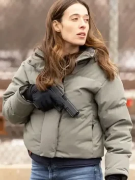 Chicago Med S11 Kim Burgess Puffer Jacket showcasing the professional high quality panels and a luxury quilted drape.