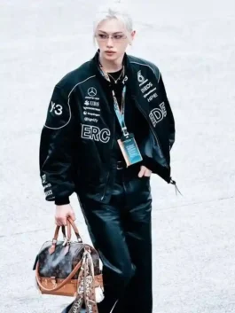 Chinese Grand Prix F1 Felix Bomber Jacket featuring professional black panels and a luxury front zipper closure.