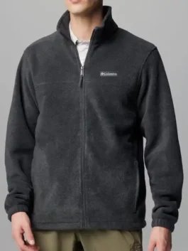 Columbia Men's Steens Mountain 2.0 Full Zip Fleece Jacket in professional grey finish with luxury elasticated cuffs.