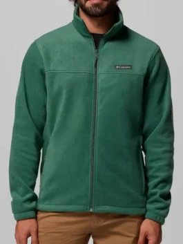 Columbia Men's Steens Mountain 2.0 Full Zip Fleece Jacket in professional dark green with luxury stand up style collar.