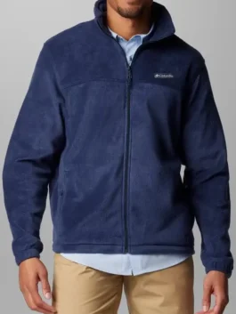 Columbia Men's Steens Mountain 2.0 Full Zip Fleece Jacket in professional navy blue high performance fleece.