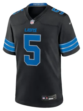David Montgomery Detroit Lions Jersey front view featuring a professional V neck collar and luxury team logos.David Montgomery Detroit Lions Jersey front view featuring a professional V neck collar and luxury team logos.