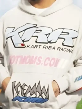 Drake KRR Kart Riba Racing Hoodie front view highlighting professional grey finish and luxury rib knitted cuffs.