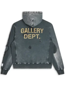Gallery Dept Archive Black Hoodie back view highlighting professional black panels and luxury hooded style.