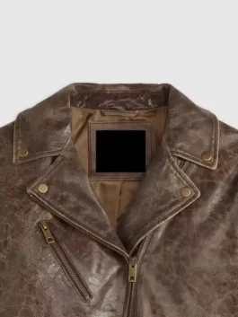 Levi's Brown Genuine Leather Moto Jacket showcasing professional brown panels and luxury multiple pockets.