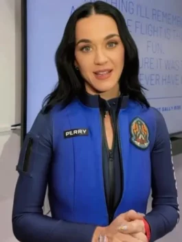 Katy Perry Blue Space Jumpsuit in professional blue finish with a luxury viscose lining and long sleeves.