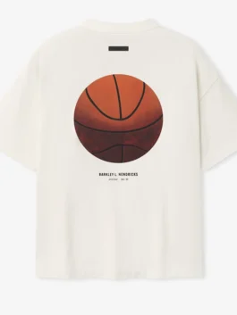 New York Knicks Fear of God Barkley Hendricks T-Shirt showcasing professional 3D graphics and luxury side pockets.