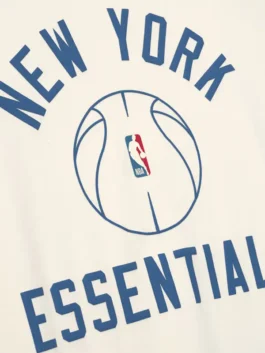 New York Knicks Fear of God Barkley Hendricks T-Shirt in professional ivory fleece with a luxury round neck.