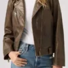 Levi's Brown Genuine Leather Moto Jacket in a professional finish with luxury zipper cuffs and fit.