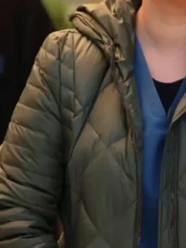 Lorena Diaz Green Quilted Jacket in professional parachute fabric with a luxury hooded style and soft lining.