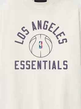 LA Lakers Fear of God Barkley Hendricks T-shirt in professional off white fleece with a luxury round neck collar.