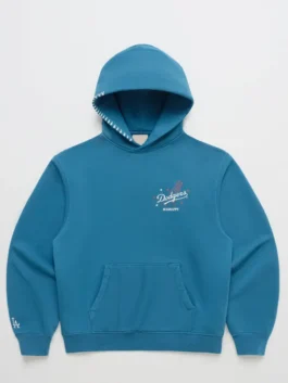 Madhappy Dodgers Stars Fleece Hoodie back view highlighting professional fleece grain and luxury full length sleeves.