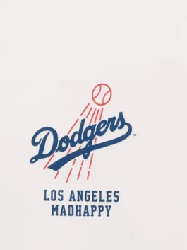 Madhappy x MLB Dodgers White Hoodie featuring professional white panels and luxury pullover style geometry.