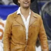 Matthew McConaughey Leather Jacket featuring professional brown panels and a luxury button closure.