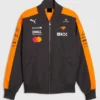 Mclaren F1 Puma 2026 Team Bomber Jacket featuring professional orange panels and luxury zipper closure.
