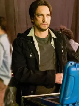 Memory of a Killer Joe Black Jacket front view highlighting professional four pocket design and shirt collar.