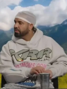 Drake KRR Kart Riba Racing Hoodie in professional grey fleece fabric with a luxury hooded style collar.