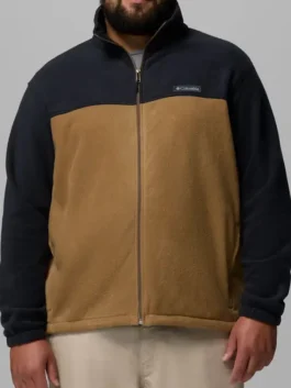Columbia Men's Steens Mountain 2.0 Full Zip Fleece Jacket in professional black and brown with luxury zipper closure.