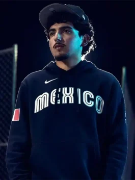 Mexico Baseball Nike x Born x Raised Hoodie showcasing professional rib knitted cuffs and a luxury black drape.